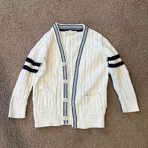 Boys White Button Down Sweater